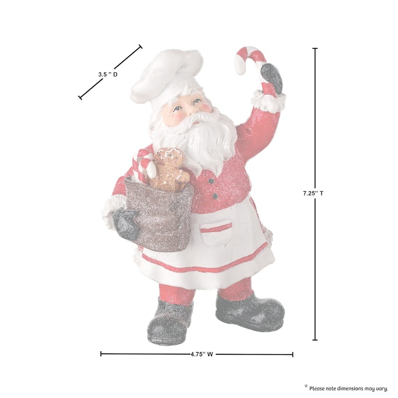 7" Resin Candy Chef Santa - 6"