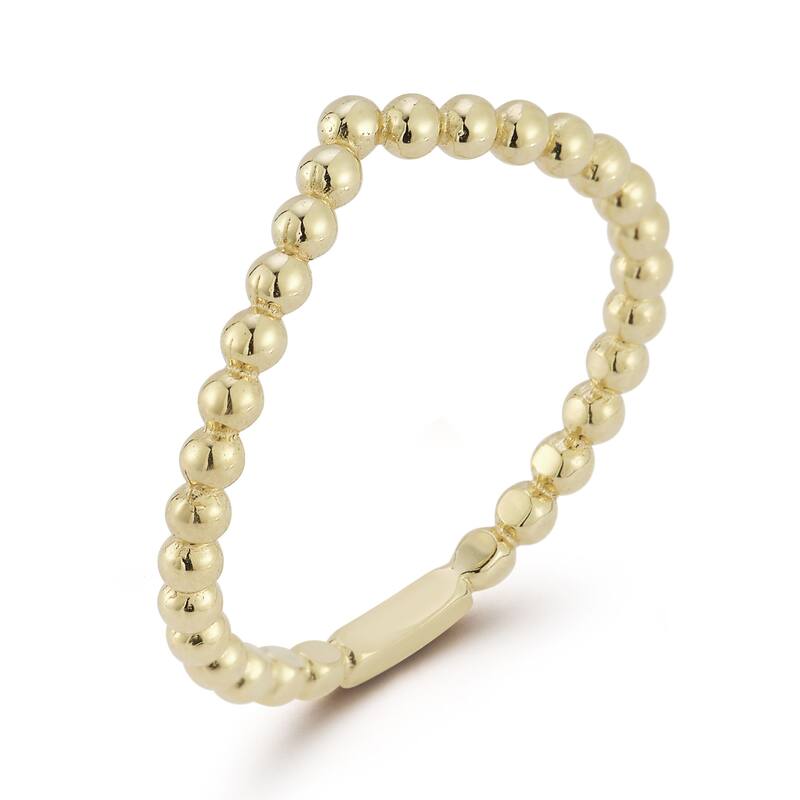 Soleil 14K Gold Beaded V Ring