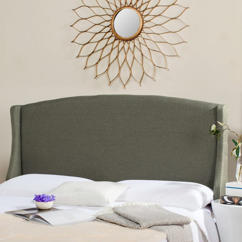 SAFAVIEH Irmgarda Queen-Size Taupe Linen-Upholstered Wingback Headboard