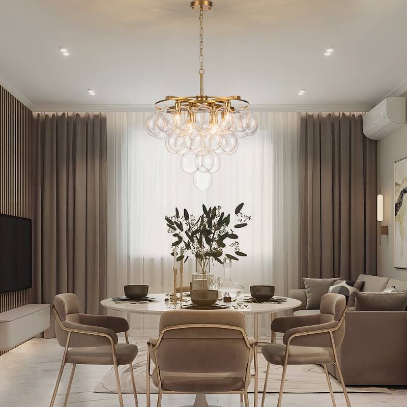 Starsky 8 - Light 23in. Modern Glam Cluster Glass Bubble Chandelier with 28 Clear Glass Globe Bubble
