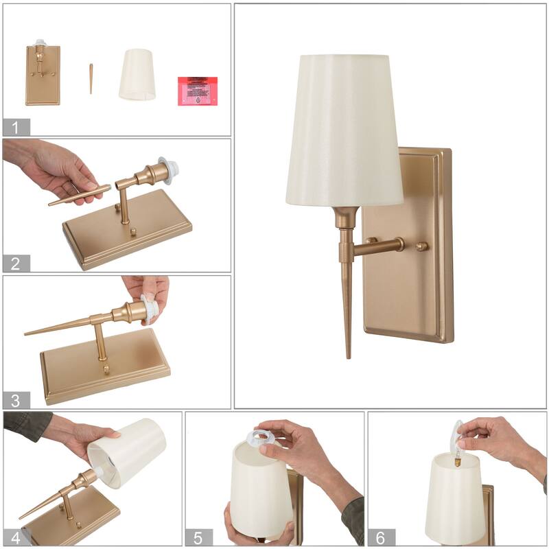 Modern 3-Light Gold Bathroom Vanity Light Fabric Wall Sconce for Powder Room