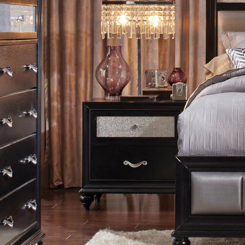 Black 2-Drawer Nightstand