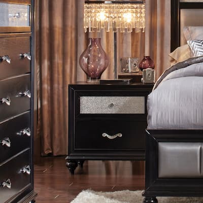 Black 2-Drawer Nightstand