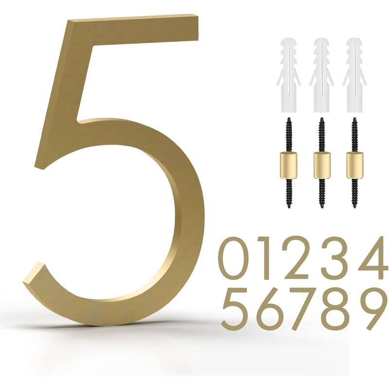 Mega Handles Modern Metal House Numbers | Heavy Duty Outdoor Address Digits | Easy to Install, Floating or Flush Mount Design