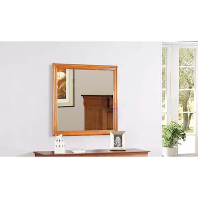 LYKE Home Anabelle Oak Mirror - 38"H X 38"W X 1"D