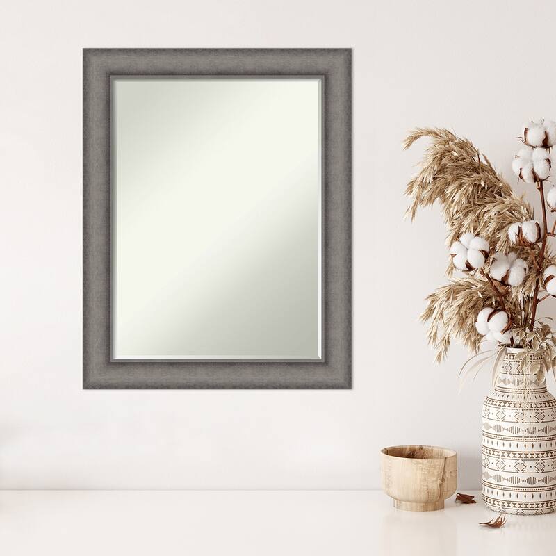 Burnished Concrete Half-Inch-Bevel Wood Framed Wall Mirror - Burnished Concrete - Glass Size 18x24