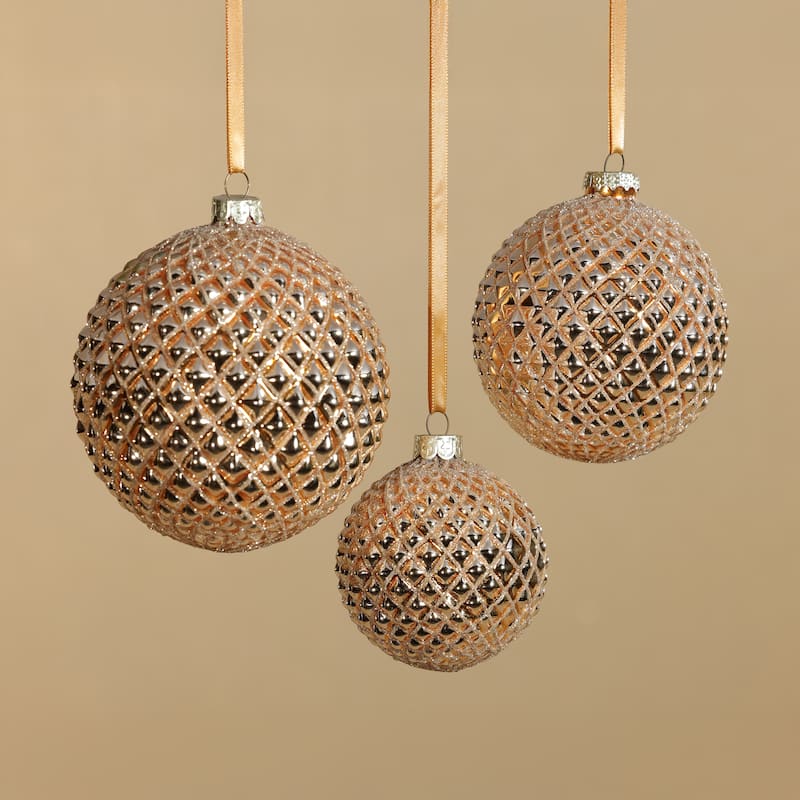 Metallic Matte Glass Ball Christmas Ornaments, Set of 6, 4"