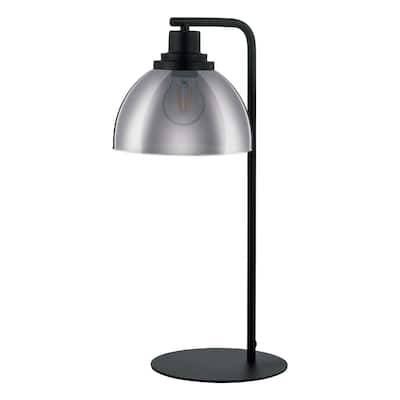 Eglo Beleser 1-Light Black Table Lamp with Smoked Glass