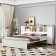 preview thumbnail 16 of 28, Full Size Platform Bed with Storage Headboard, 3 Shelves, 2 Side Lockers, Solid Pine Wood Frame, No Box Spring Required, Grey White
