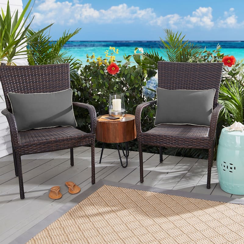 Charcoal Grey and Ivory Indoor/ Outdoor Pillow Set