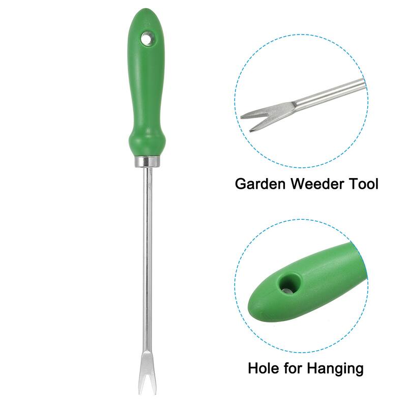 Weed Puller Tool, 2Pcs Stainless Steel Patio Garden Hand Digging Tool - Green