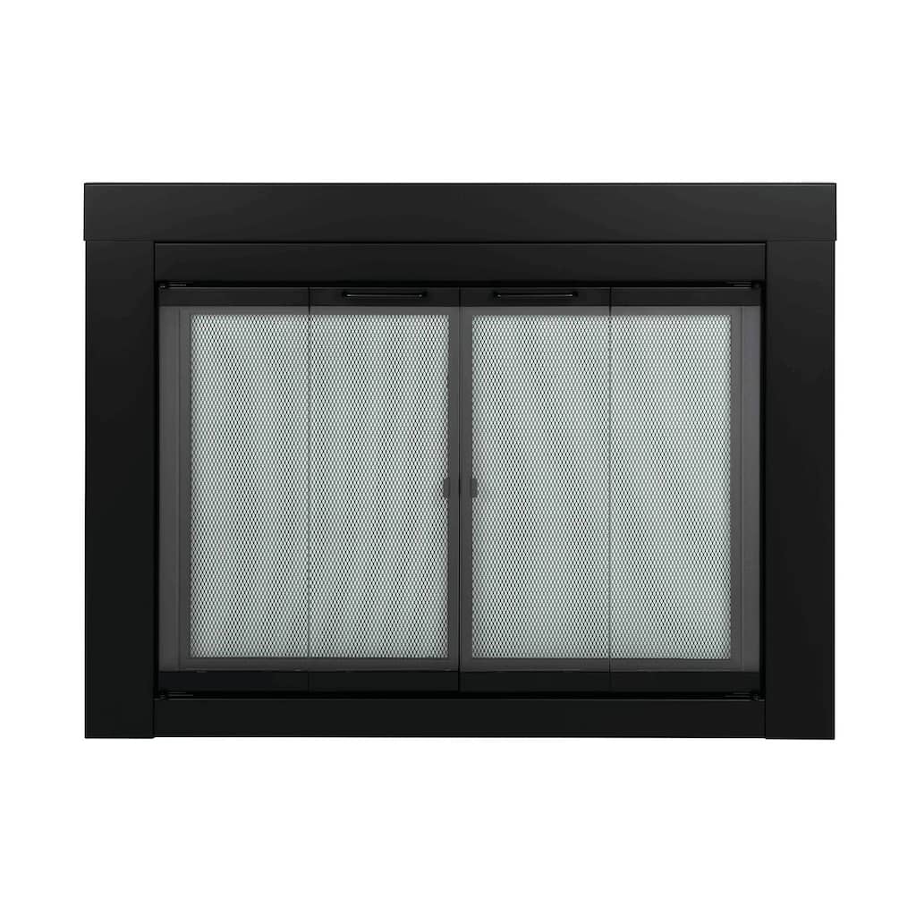Pleasant Hearth Ascot Fireplace Glass Door Small Black