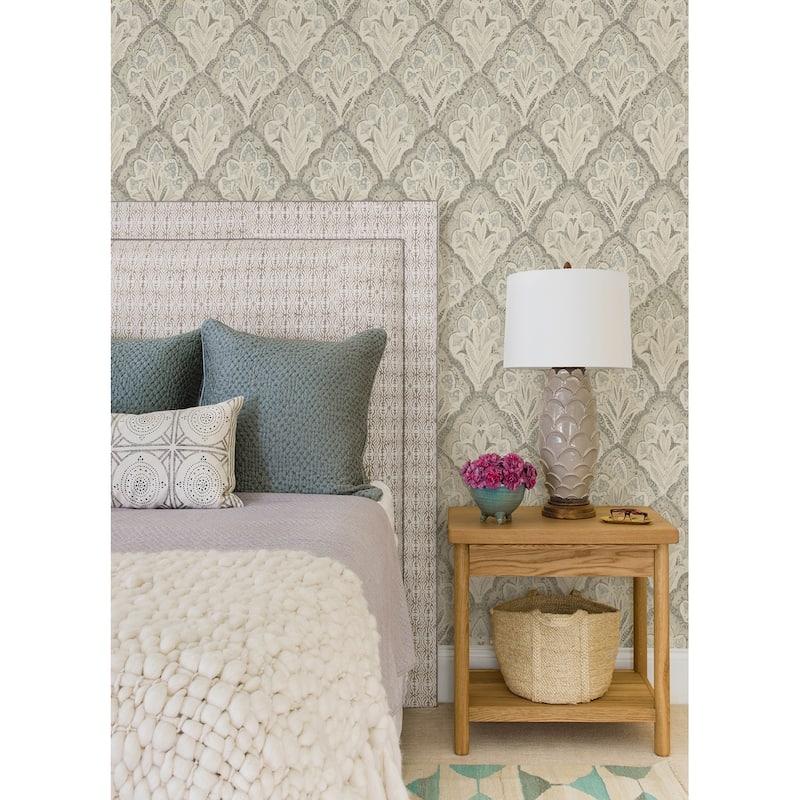 Chesapeake Mimir Grey Quilted Damask Wallpaper