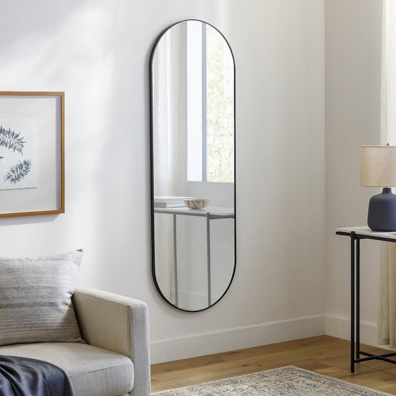 Livabliss Aranya Modern Aluminum Oval Pill-Shaped Accent Mirror