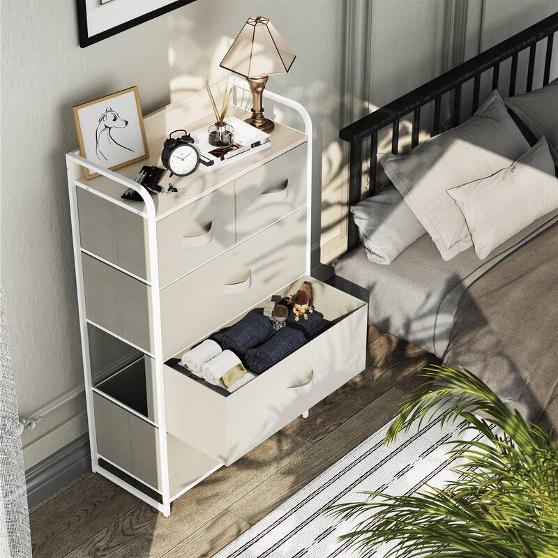 Modern Wide Dresser Storage Tower with 5 Drawers