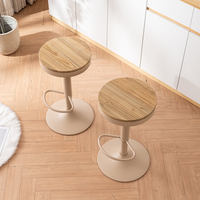 Adjustable Swivel Bar Chairs Backless Round Barstools Set of 2