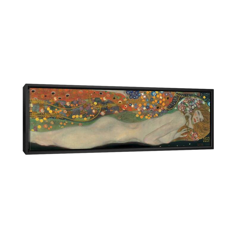 iCanvas "Sea Serpents, Detail IV" by Gustav Klimt Framed Canvas Print - 20x60 - Black