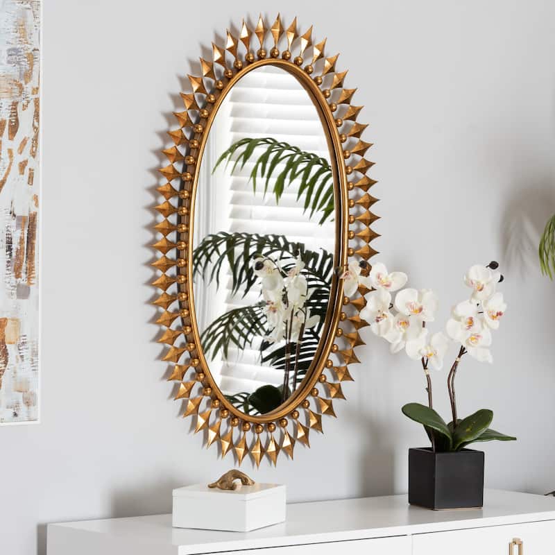 Rogier Modern Glam and Luxe Antique Goldleaf Metal Accent Wall Mirror - Antique goldleaf