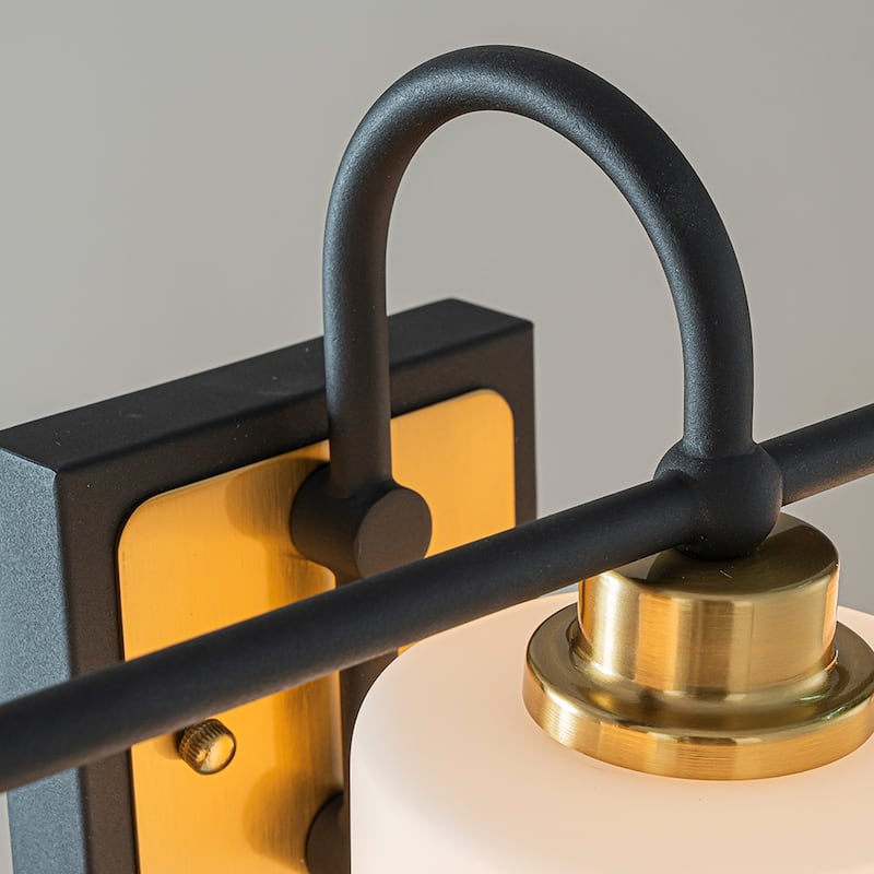 1/3-Light Modern Elegant Brass And Black Bathrooom Vanity Light With Milk White Glass Shades