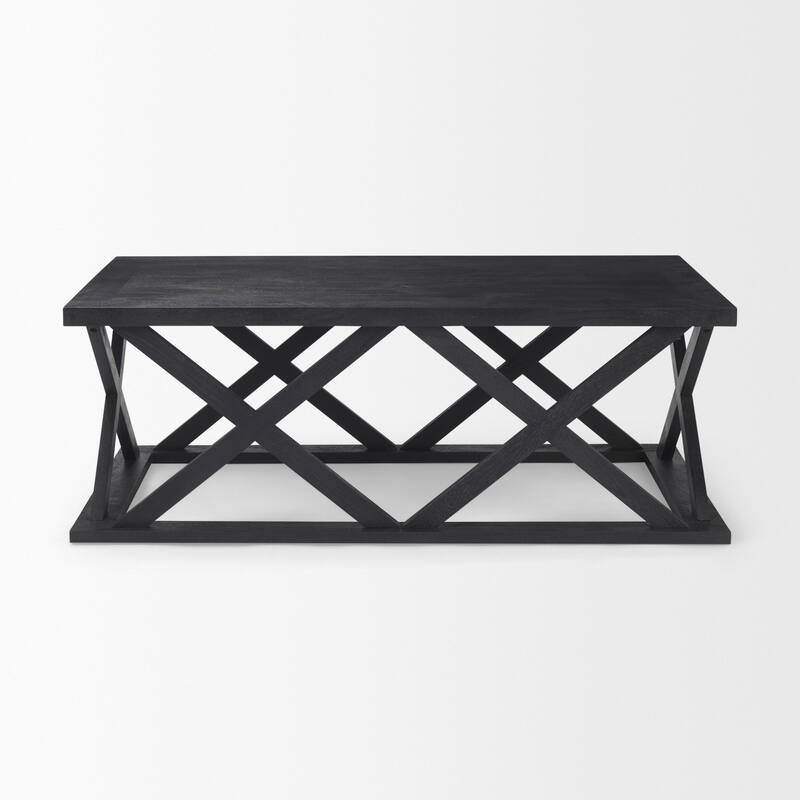 HomeRoots 48" Black Solid Wood Geo Frame Coffee Table - 48' X '17.5' X '28