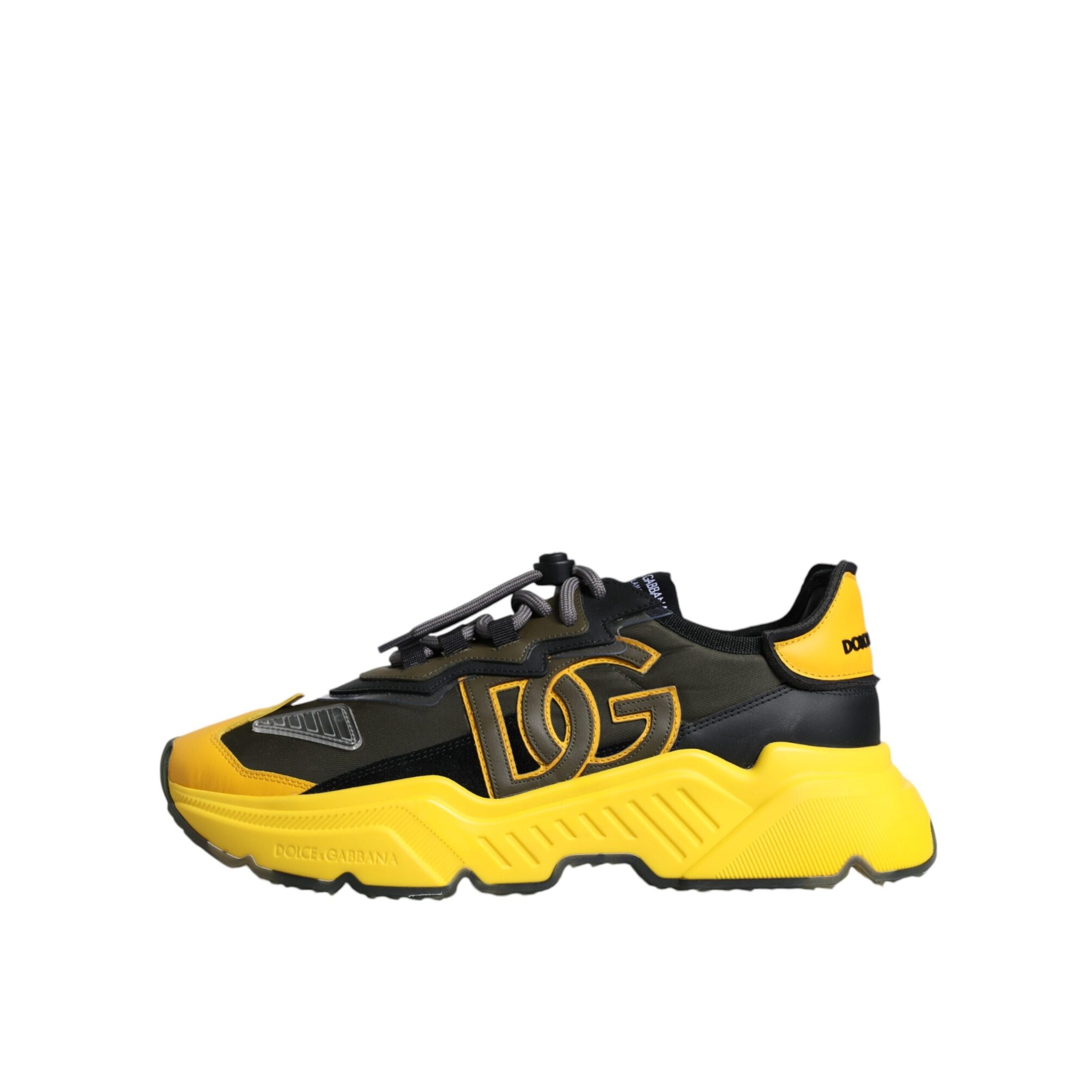 Dolce & Gabbana Black Yellow Leather Daymaster Sneakers Men's