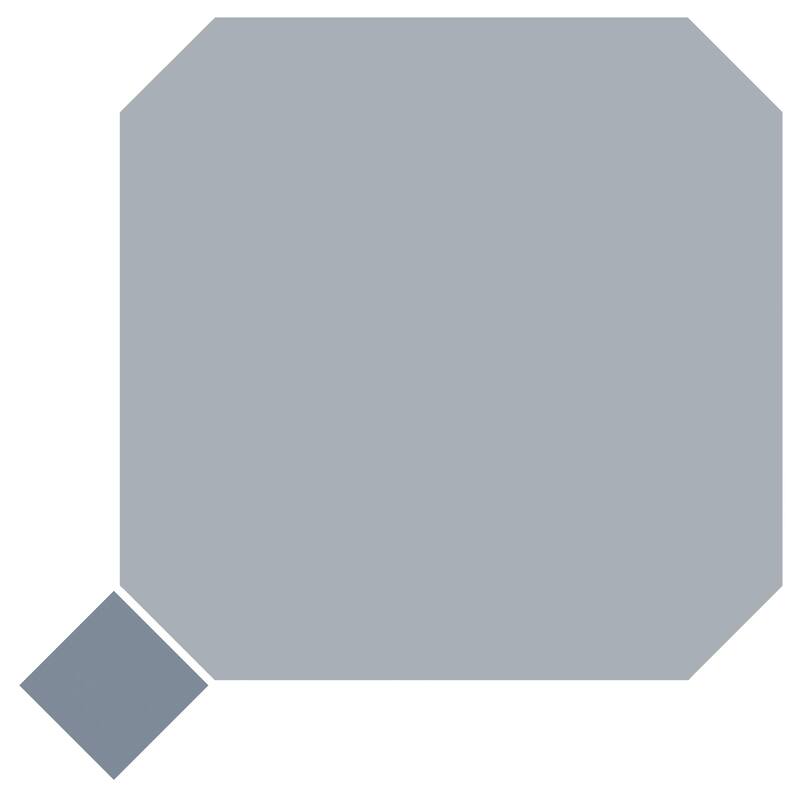 Merola Tile Vaudeville Octagon Humo with Taco Azzuro 7-7/8" x 7-7/8" Porcelain Floor and Wall Tile