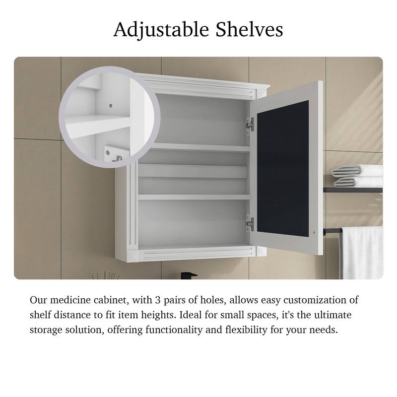24'' x 27'' Wall Mounted Medicine Cabinet with Height Adjustable Shelf