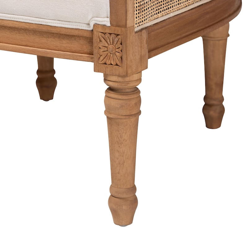 bali & pari Elizette Traditional French Beige Fabric and Honey Oak Finished Wood Accent Chair
