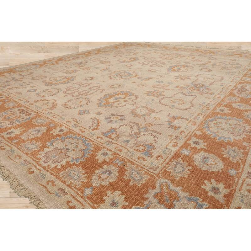 LoomBloom 8'2''x9'9" Traditional Oushak Wool Oriental Area Rug in Tan - 8' 2'' x 9' 9''