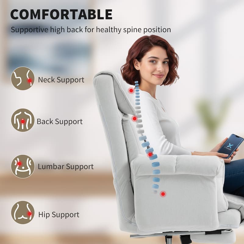 HOMCOM Executive Office Chair with Footrest, Reclining Swivel Computer Chair with High Back, Thick Cushion,Adjustable Height