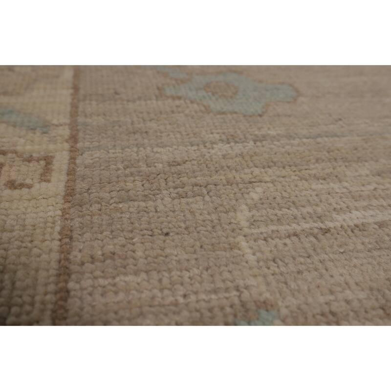 Light Blue Oushak Turkish Rug Hand-Knotted Wool Carpet - 9'0"x 11'10"