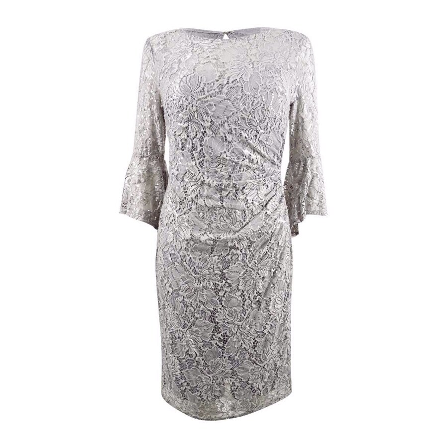 lace bell sleeve sheath dress