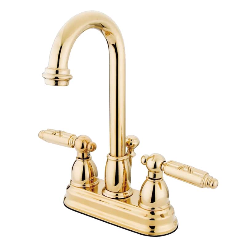 Kingston Brass Vintage 1.2 GPM Deck Mounted Bathroom Faucet with Lever - Polished Brass
