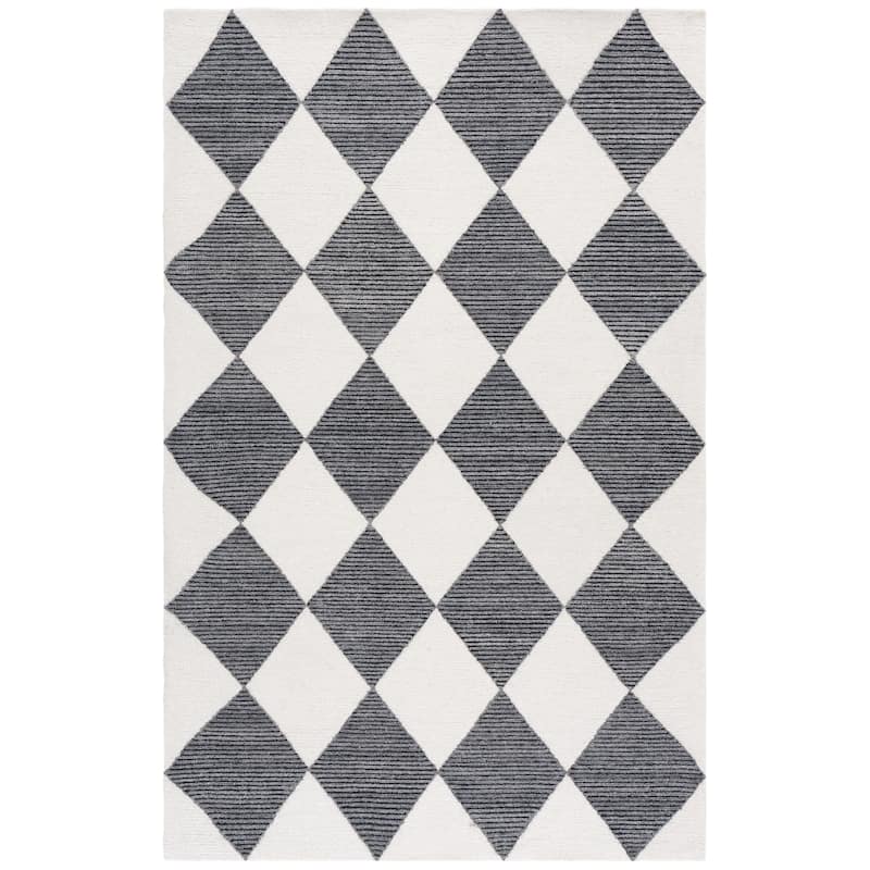 SAFAVIEH Handmade Ebony Krsta Contemporary Wool Rug - 4' x 6' - Ivory/Black