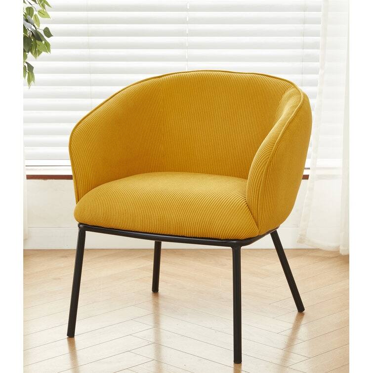 US Pride Furniture Corduroy Design Luxury Elegance Modern Channel Chair with Black Metal Legs Complement the Chic - Yellow