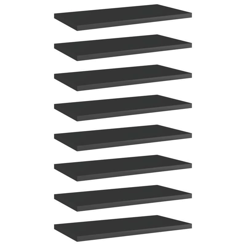 vidaXL Bookshelf Boards 8 pcs High Gloss Black 15.7"x7.9"x0.6" Chipboard