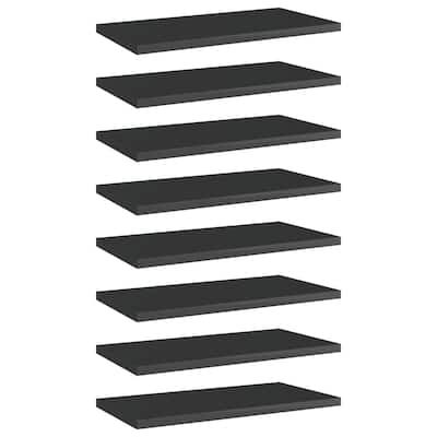 vidaXL Bookshelf Boards 8 pcs High Gloss Black 15.7"x7.9"x0.6" Chipboard