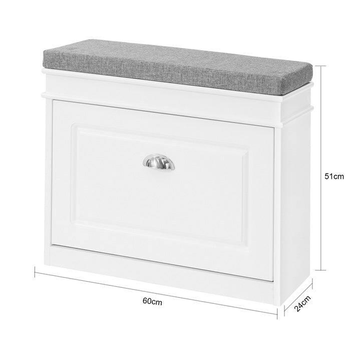 SoBuy FSR82-L-W, Hallway Shoe Bench Storage Cabinet With Flip-Drawer