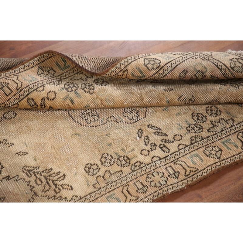 Hand Knotted Oriental 100% Wool Carpet Traditional Floral Yellow & Gold Tabriz Area Rug - 4' 8'' X 3' 1''