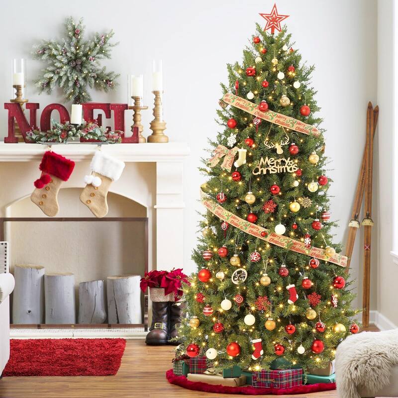 Pre-Lit Artificial Christmas Tree with Warm White Lights