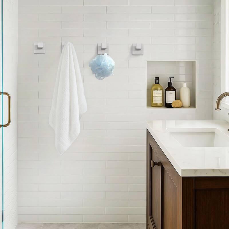 WOWOW J-Hook Wall Mount Robe/Towel Hook 4PCS