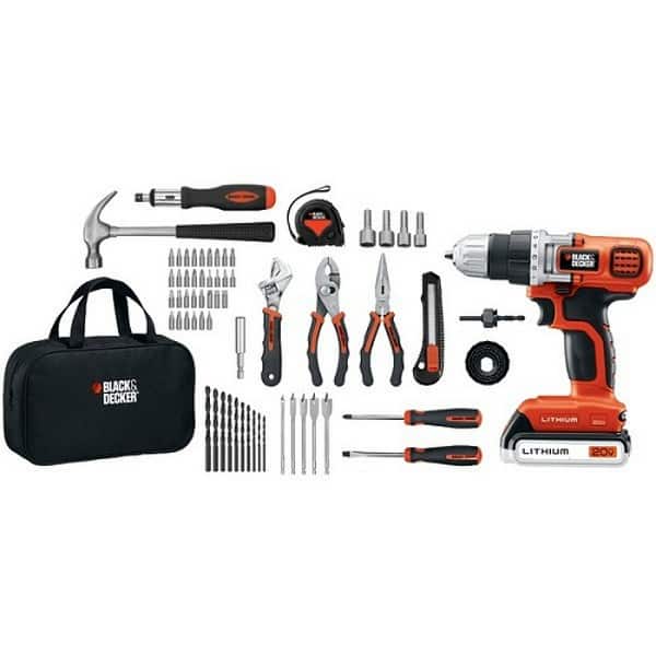 slide 1 of 5, Black&Decker BDKLDX120PKM 20-Volt Max Lithium-Ion Drill & Project Kit