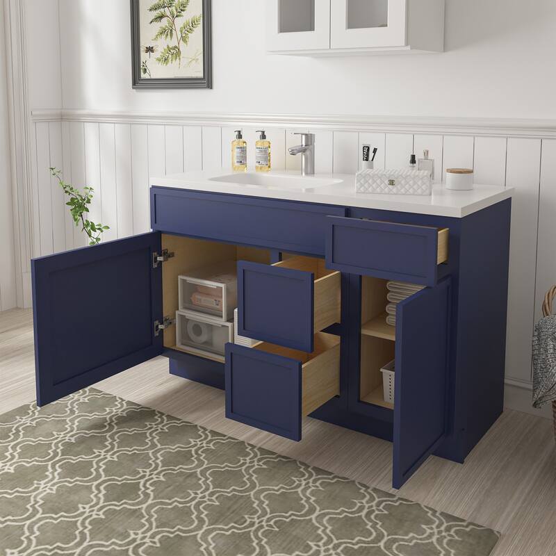 Vanity Art 51" Birch Freestanding Bathroom Vanity Cabinet without Top