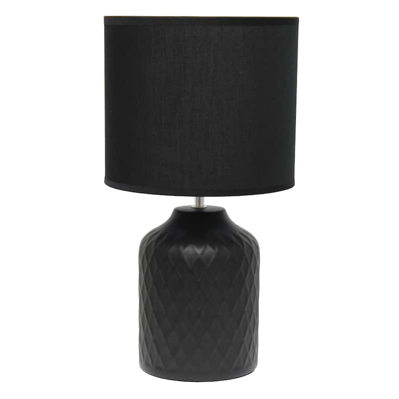 Chevron Base Table Lamp with Drum Shade - 17.25" - Black