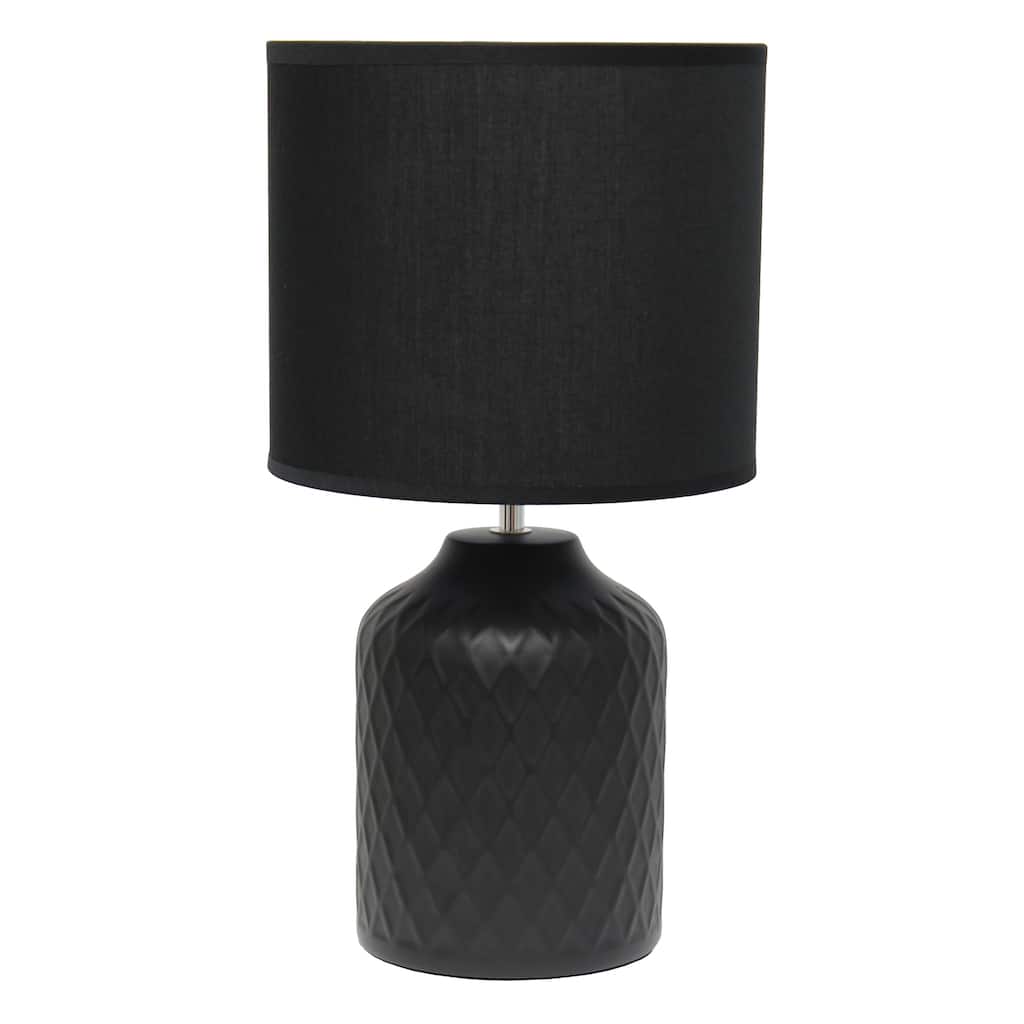 Chevron Base Table Lamp with Drum Shade - 17.25" - Black