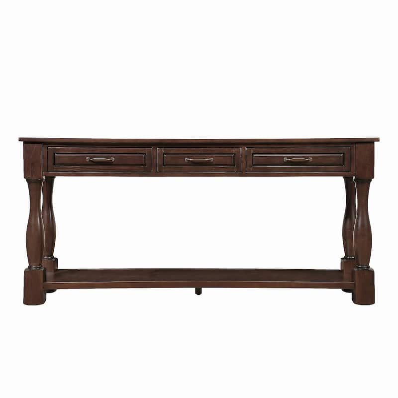 63inch Long Wood Console Table with 3 Drawers and 1 Bottom Shelf
