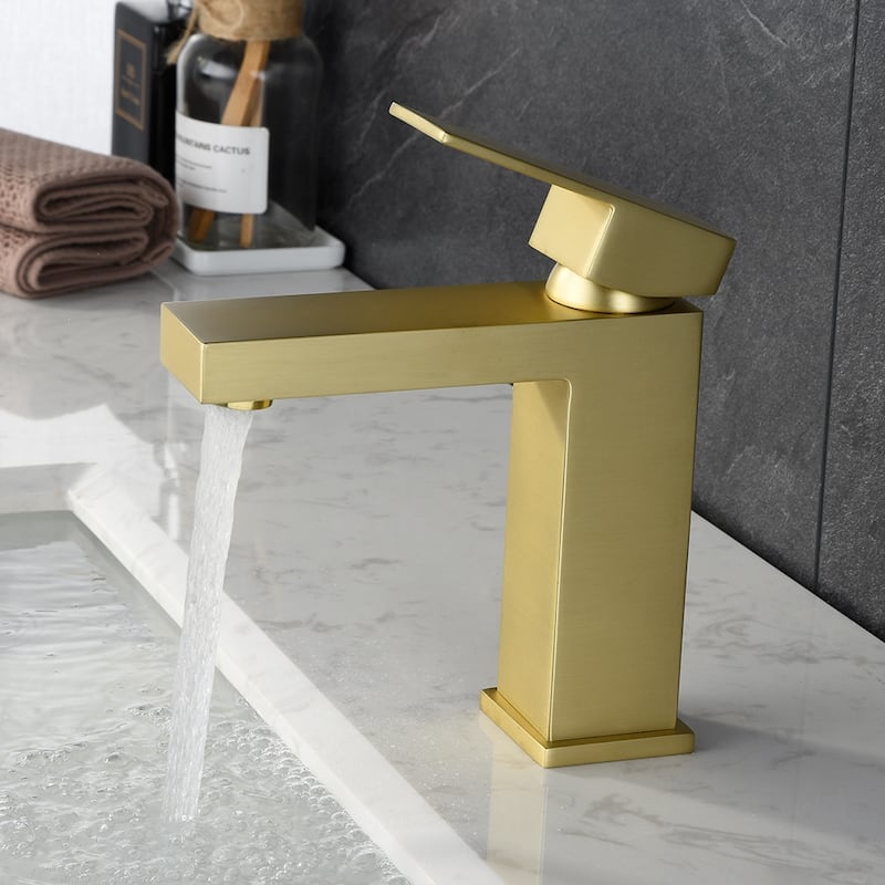 Square Single Handle Bathroom Sink Faucet