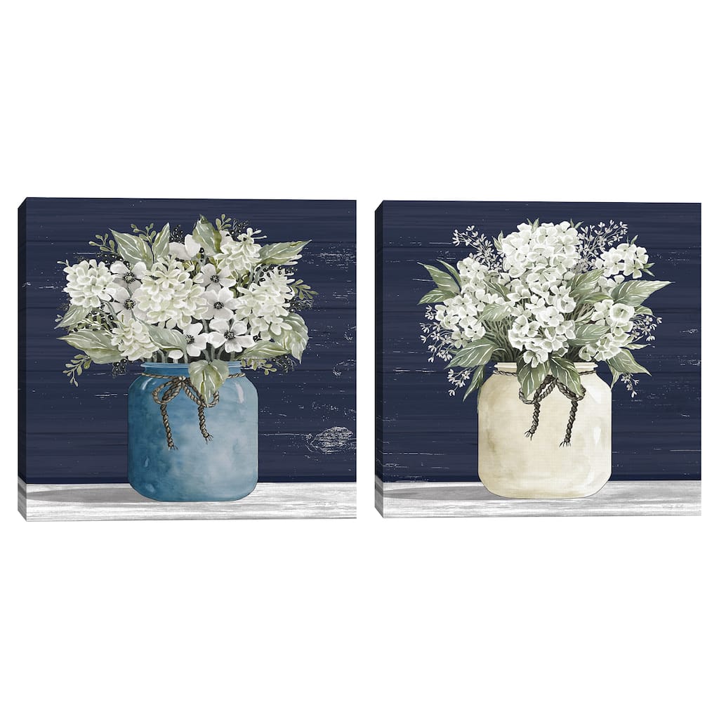 White Flowers I, White Flowers II by Cindy Jacobs Canvas Art Prints