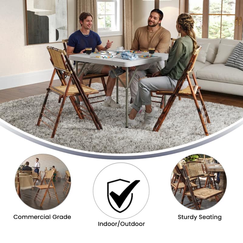 2 PK Bamboo Wood Folding Chair - Event Folding Chair - Commercial Folding Chair