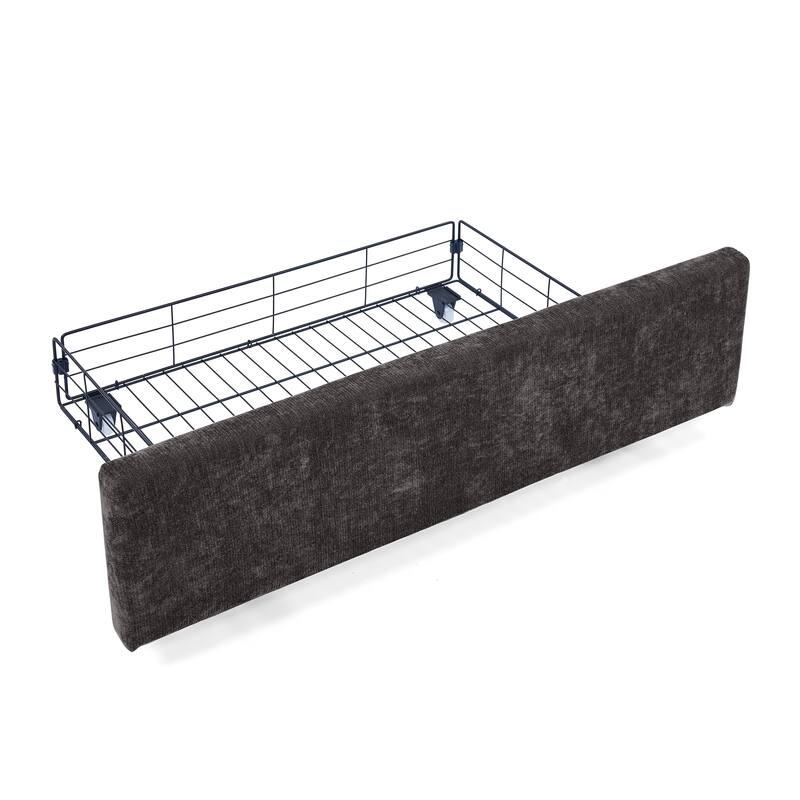 Roomfitters Queen Upholstered Bed Frame with Cushioned Headboard and 4 Storage Drawers, Chenille Fabric Platform Bed